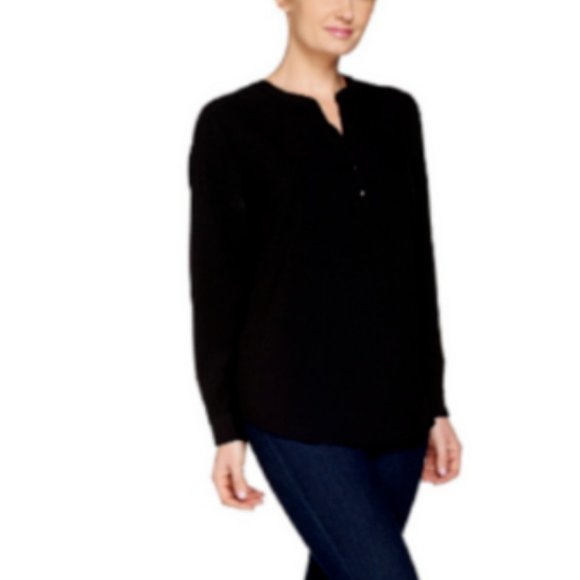 NWT SUSAN GRAVER Y-NECK LONG SLV HIGH-LOW TUNIC 6 - Picture 1 of 12
